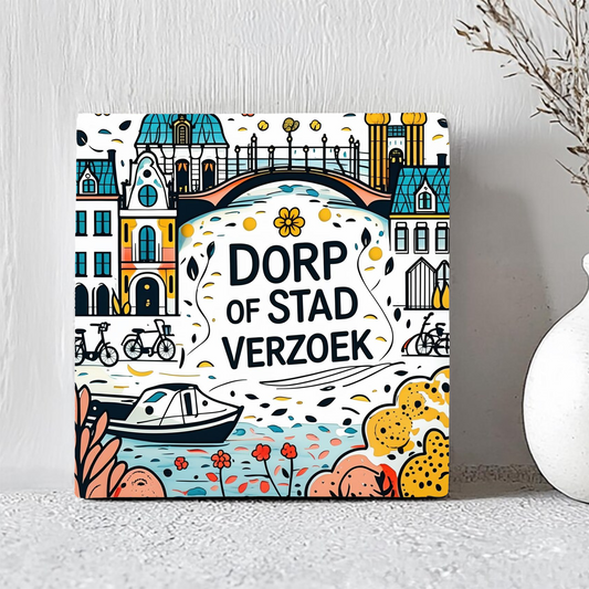 Tegeltje Dorp of Stad Verzoek | Handgetekend Ontwerp